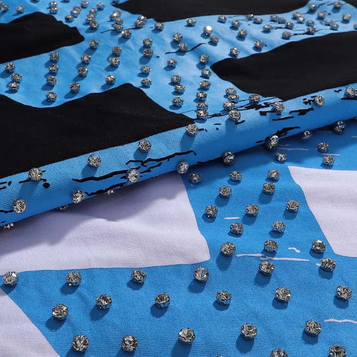 Basic Minimalist Logo Rhinestone Print Tee 4 colors 28751255