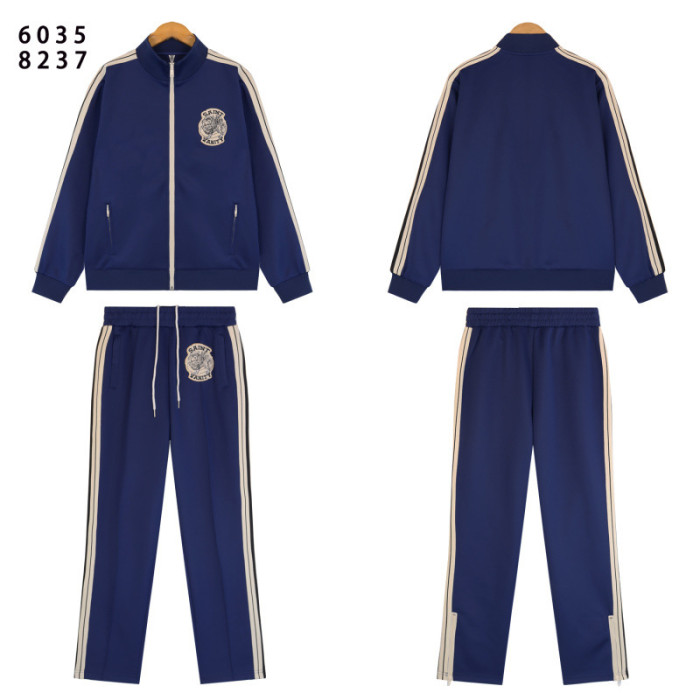 Side-Strap Embroidered Logo Stand-Up Collar Jacket & Pants Set 4 colors 28751574