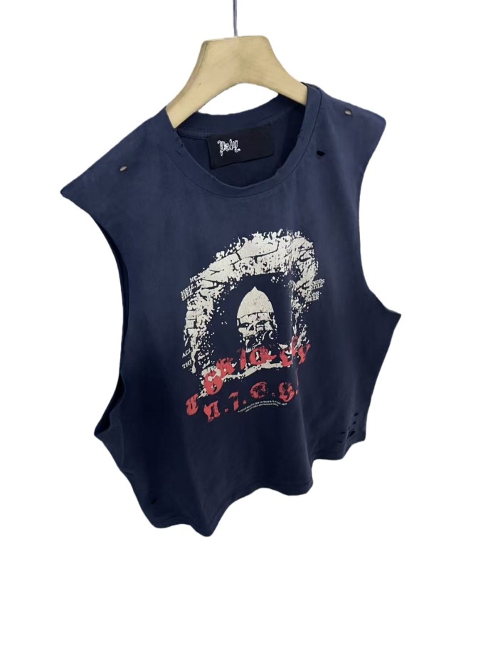 Skull No.11 Print Washed Version Vest 28751626