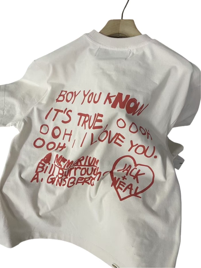 Sketch Portrait Red Letter Print Tee 28751629