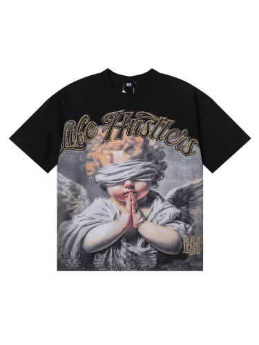 Blindfolded Wishing Angel Rhinestone Print Tee 2 colors 28751247