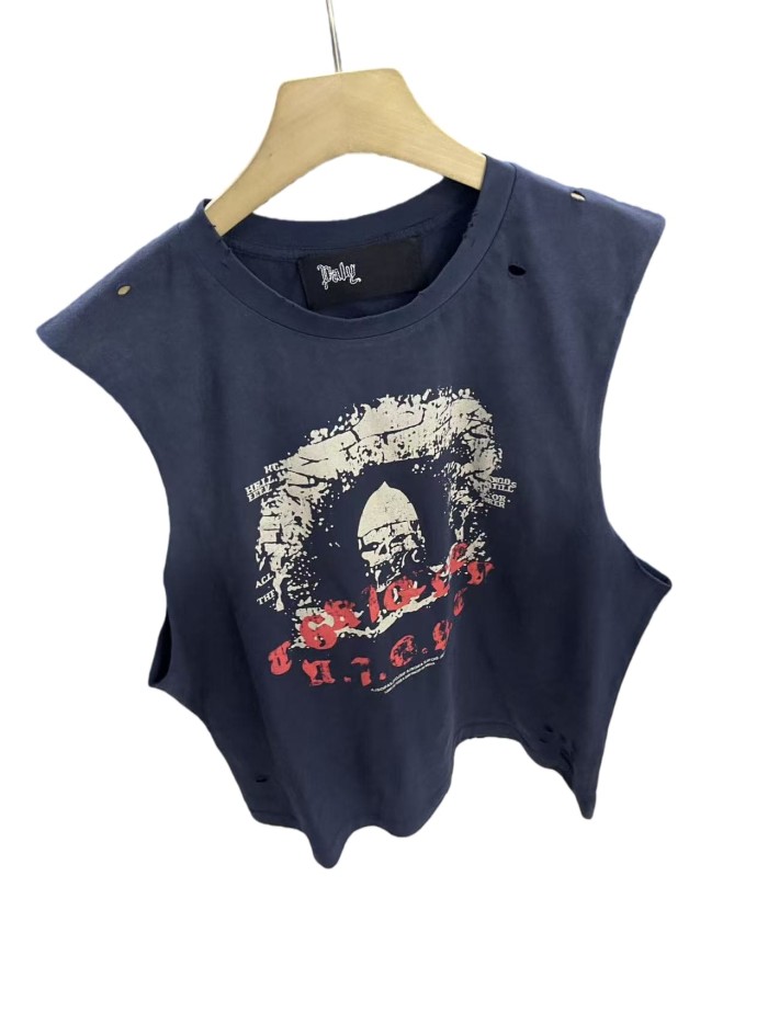 Skull No.11 Print Washed Version Vest 28751626