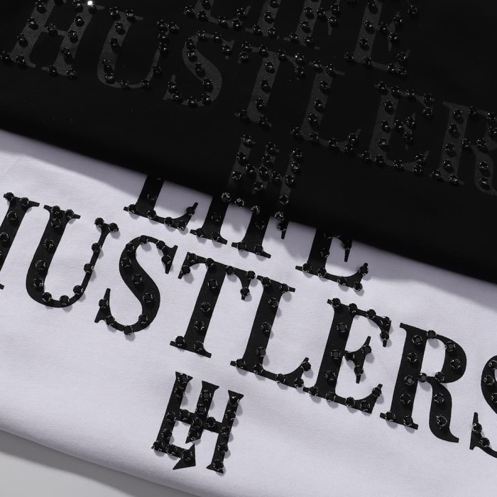 Basic Minimalist Logo Rhinestone Print Tee 4 colors 28751255