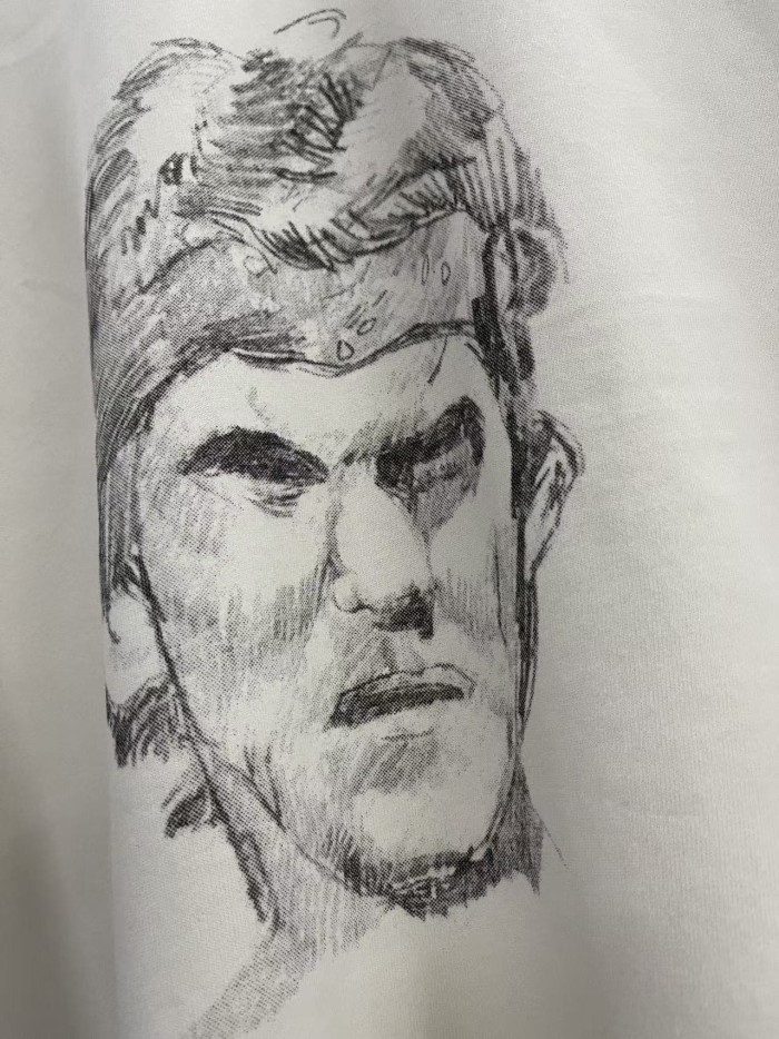 Sketch Portrait Red Letter Print Tee 28751629