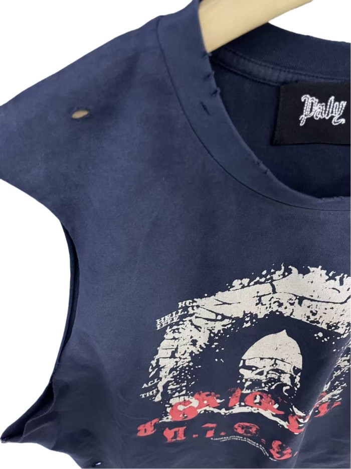 Skull No.11 Print Washed Version Vest 28751626