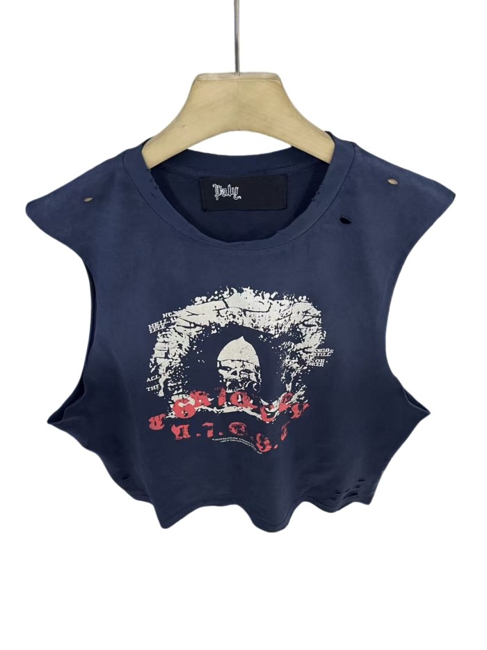 Skull No.11 Print Washed Version Vest 28751626