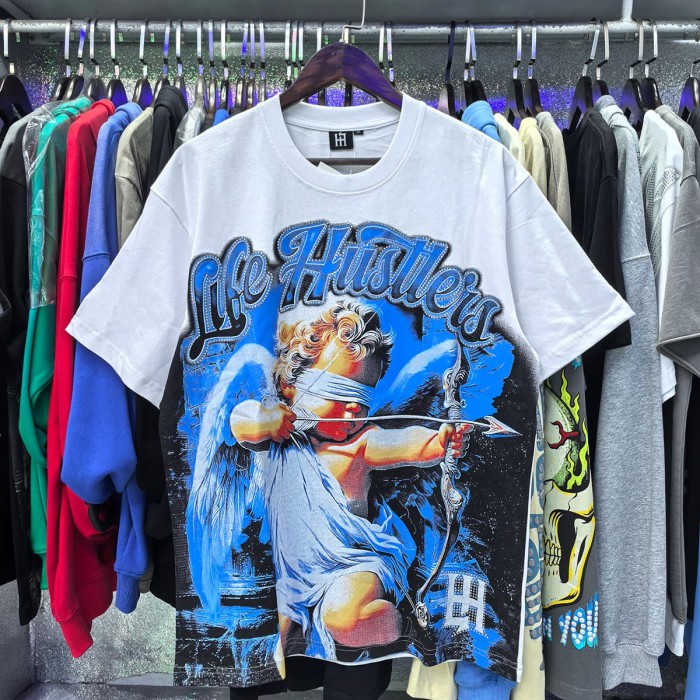 Blindfolded Archery Angel Rhinestone Print Tee 2 colors 28751246