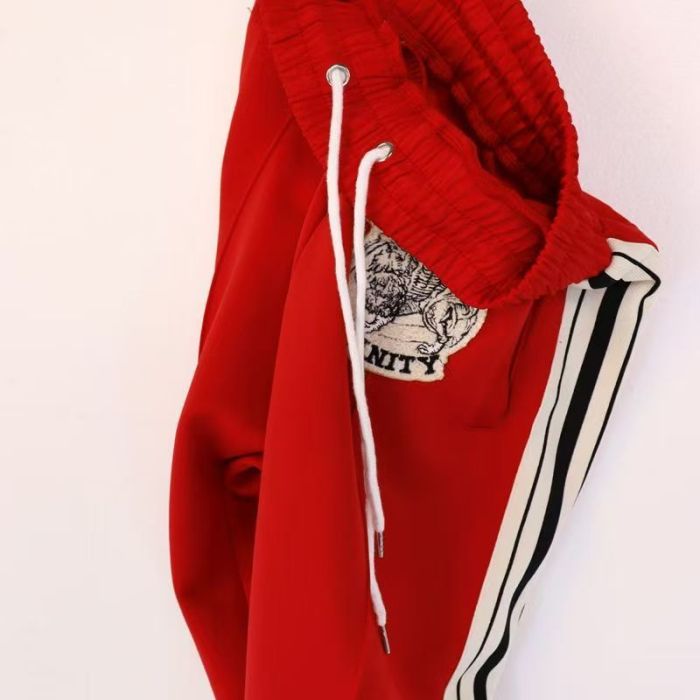 Side-Strap Embroidered Logo Stand-Up Collar Jacket & Pants Set 4 colors 28751574