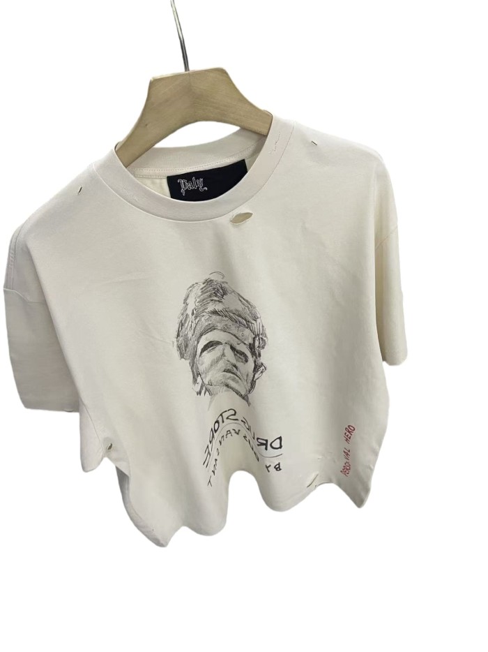 Sketch Portrait Red Letter Print Tee 28751629