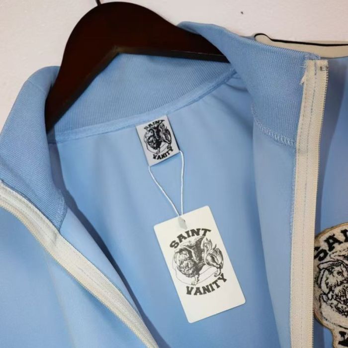 Side-Strap Embroidered Logo Stand-Up Collar Jacket & Pants Set 4 colors 28751574