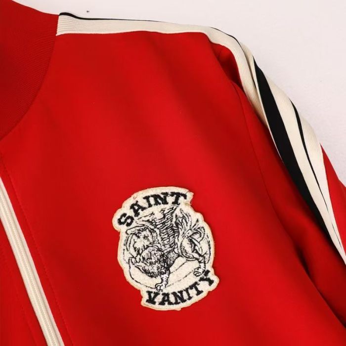 Side-Strap Embroidered Logo Stand-Up Collar Jacket & Pants Set 4 colors 28751574