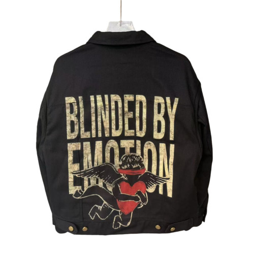 Masked Angel Heart Print Detachable Sleeve Zipper Jacket 28755454