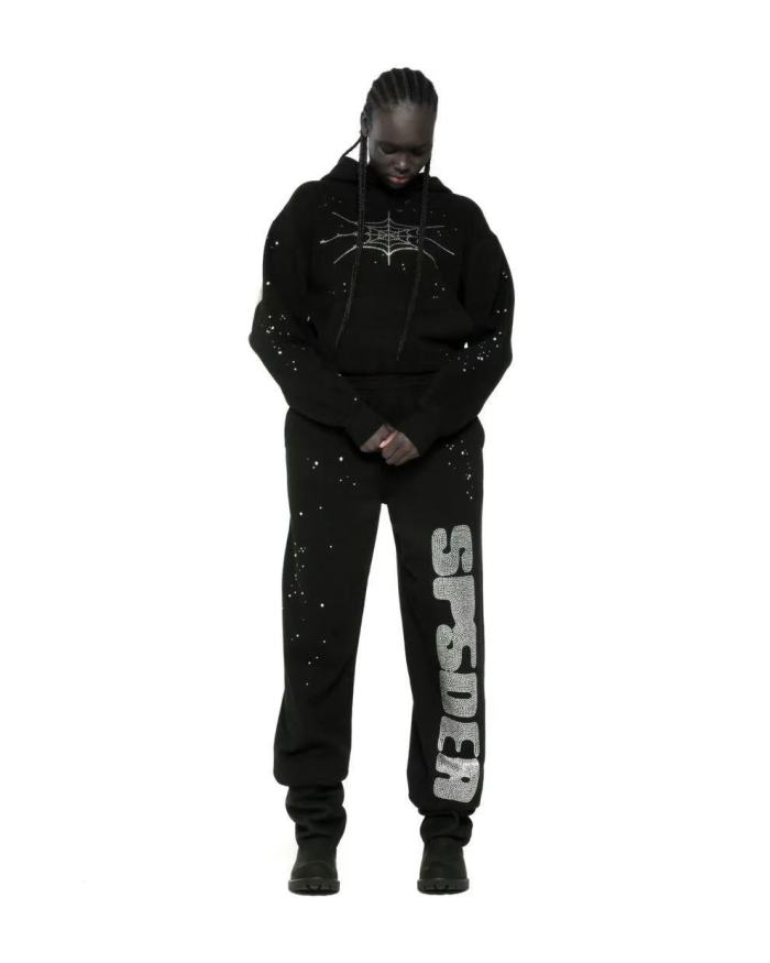 1:1 quality version Diamond Letter Pattern Hoodie & Pants Set 28755443