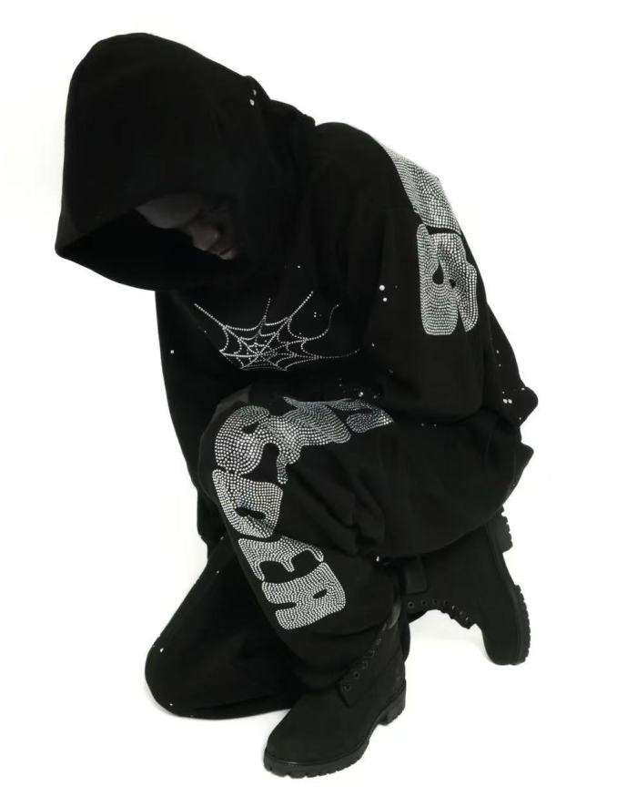 1:1 quality version Diamond Letter Pattern Hoodie & Pants Set 28755443