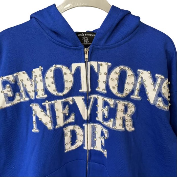 Diamond Letter Print Zipper Hoodie 28755452