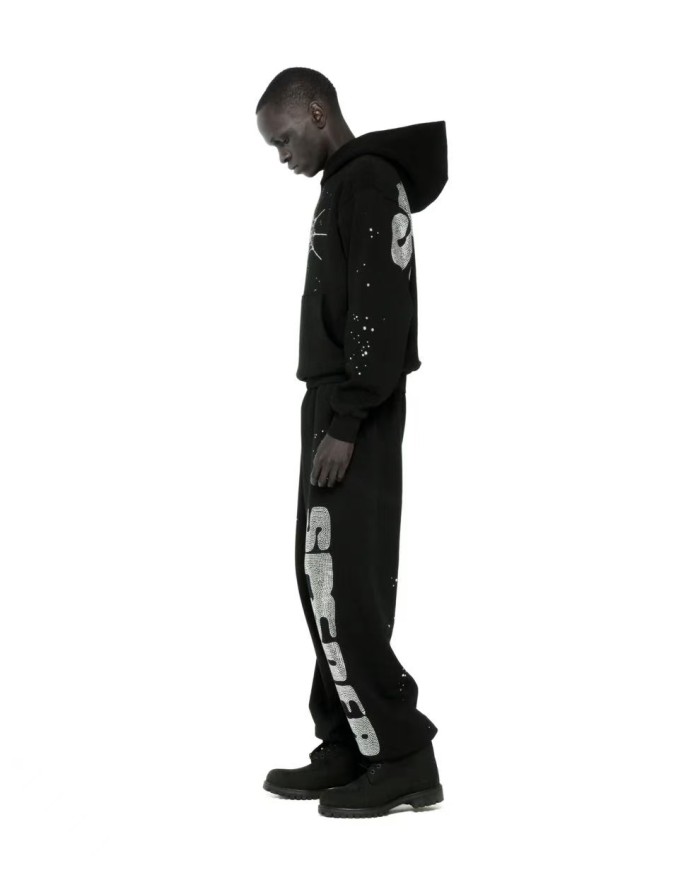 1:1 quality version Diamond Letter Pattern Hoodie & Pants Set 28755443