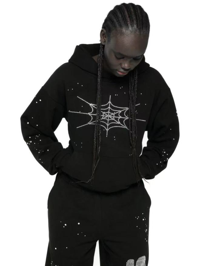 1:1 quality version Diamond Letter Pattern Hoodie & Pants Set 28755443