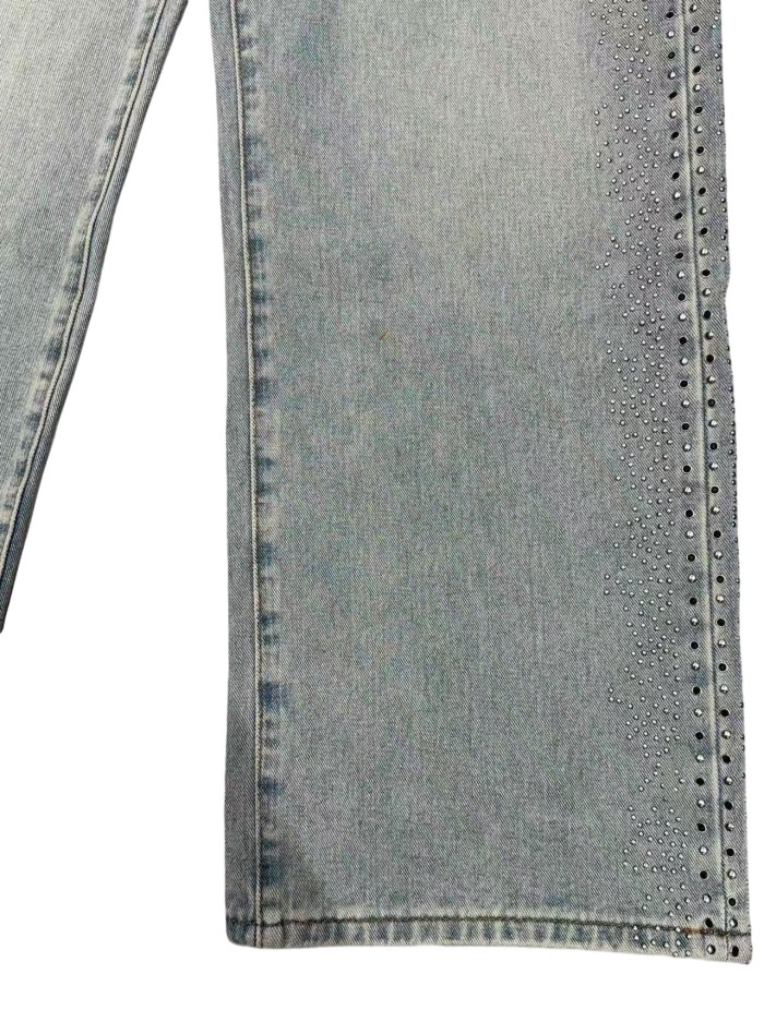 1:1 quality version Side Rhinestone Straight-Leg Jeans 2 colors 28756320