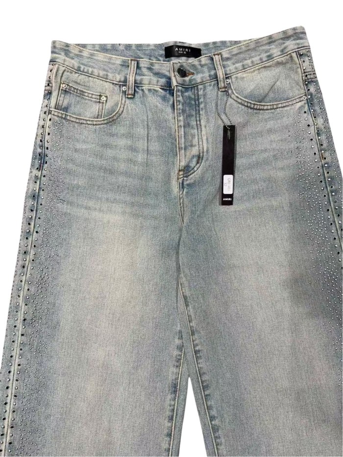 1:1 quality version Side Rhinestone Straight-Leg Jeans 2 colors 28756320