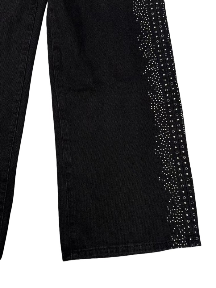 1:1 quality version Side Rhinestone Straight-Leg Jeans 2 colors 28756320