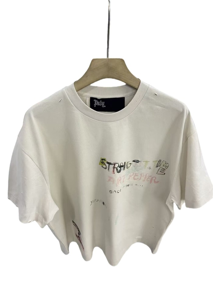 Vintage Hand-painted Graffiti Print Tee 28756447