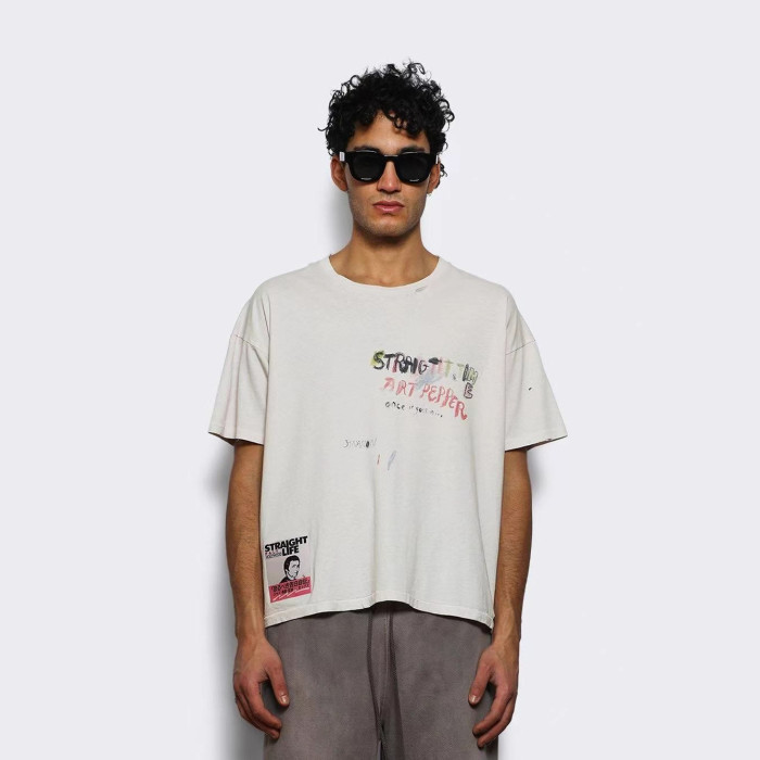 Vintage Hand-painted Graffiti Print Tee 28756447