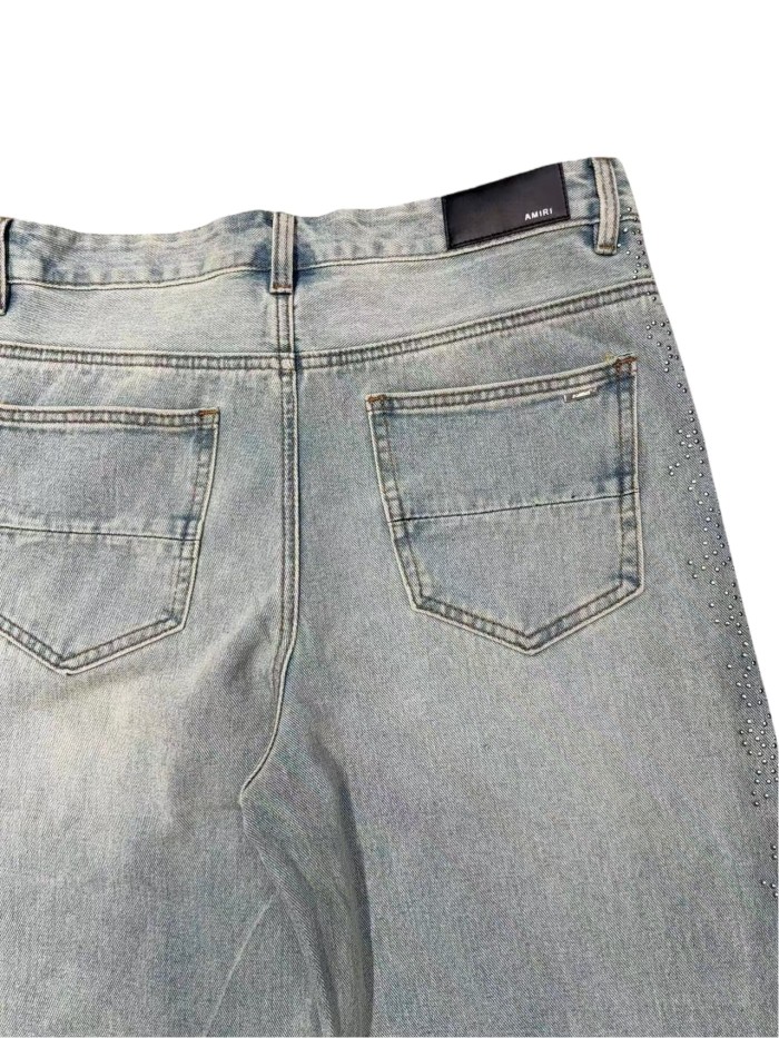 1:1 quality version Side Rhinestone Straight-Leg Jeans 2 colors 28756320