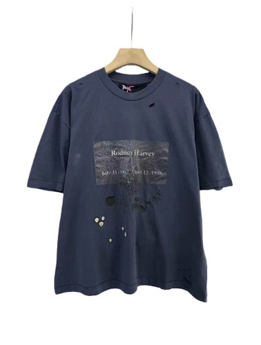 Commemorative Slogan Print Embroidered Washed Version Tee 28756298