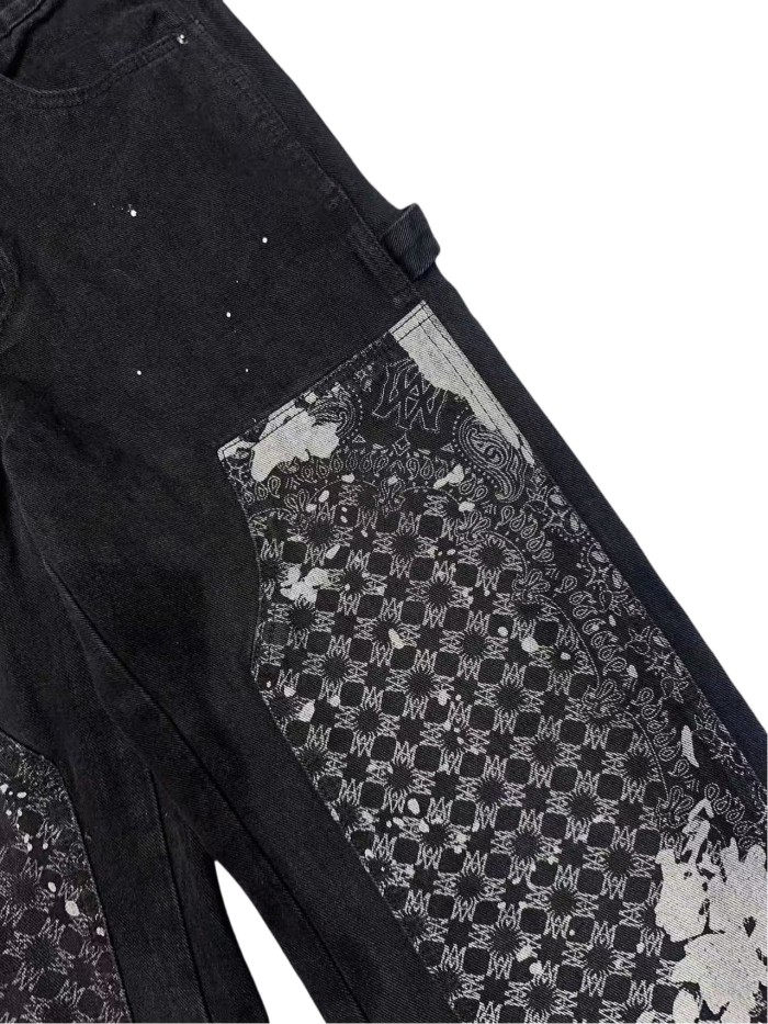 1:1 quality version Patchwork Embroidered Straight-Leg Jeans 28756315
