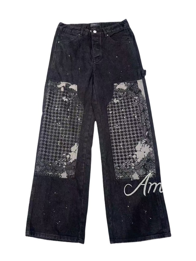 1:1 quality version Patchwork Embroidered Straight-Leg Jeans 28756315