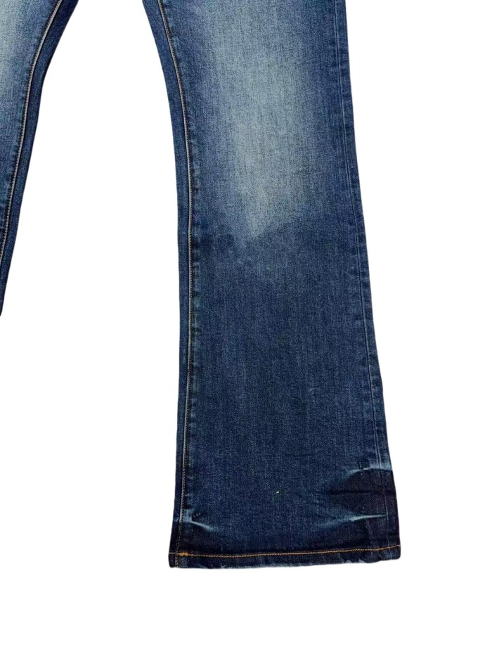 1:1 quality version Deep Blue Slightly Flared Jeans