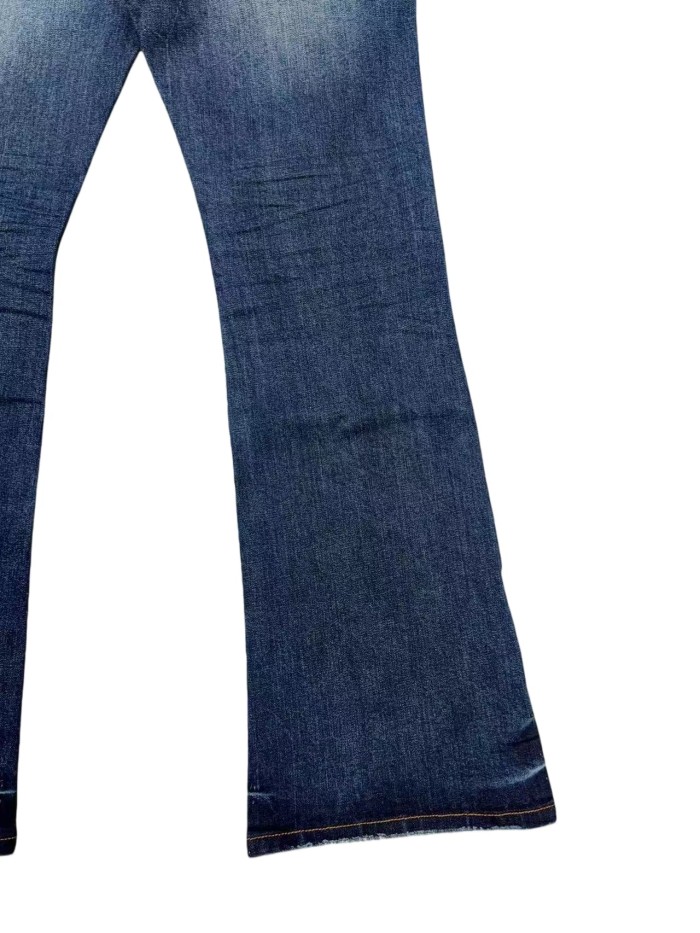 1:1 quality version Deep Blue Slightly Flared Jeans
