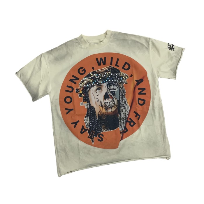 Patchwork Human Faces Rhinestone Print Washed Version Tee 3 colors 28758392