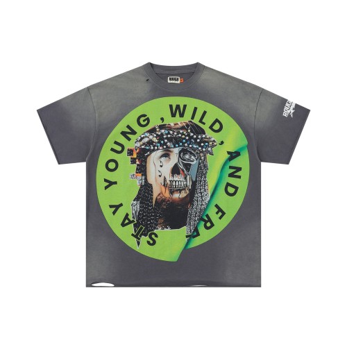 Patchwork Human Faces Rhinestone Print Washed Version Tee 3 colors 28758392