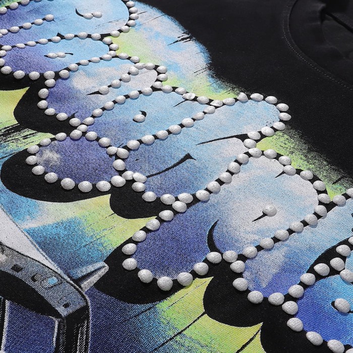 Space Skull Silver Hot Stamping Print Washed Version Long Sleeve T-Shirt 28758381