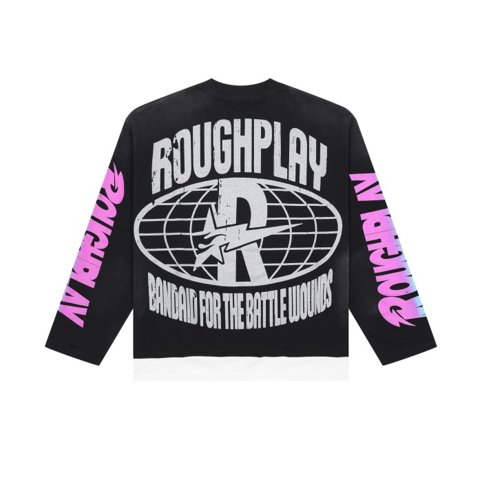 Praise to the Most High Rhinestone Print Washed Version Long Sleeve T-Shirt 28758389