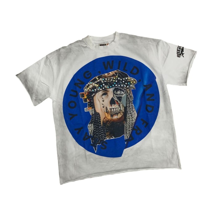 Patchwork Human Faces Rhinestone Print Washed Version Tee 3 colors 28758392