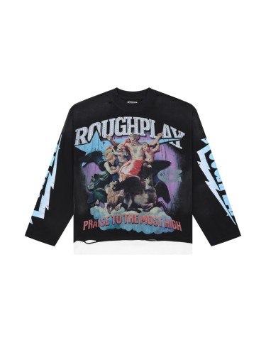 Praise to the Most High Rhinestone Print Washed Version Long Sleeve T-Shirt 28758389