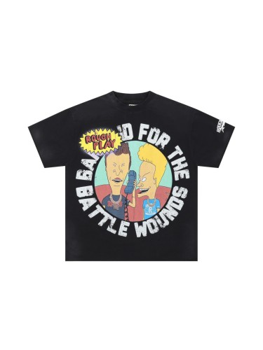 Cartoon Figures Rhinestone Print Washed Version Tee 28758390