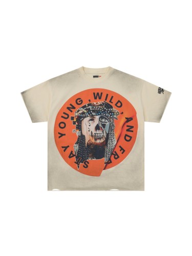 Patchwork Human Faces Rhinestone Print Washed Version Tee 3 colors 28758392