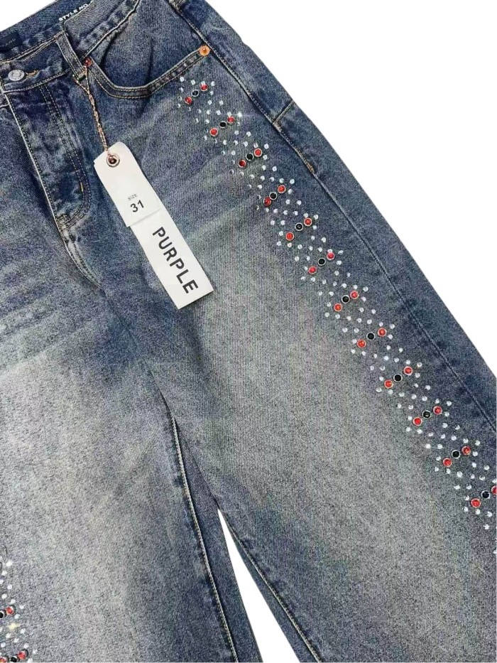1:1 quality version Both sides Gemstone-Studded Straight-Leg Jeans 2 colors 28758457