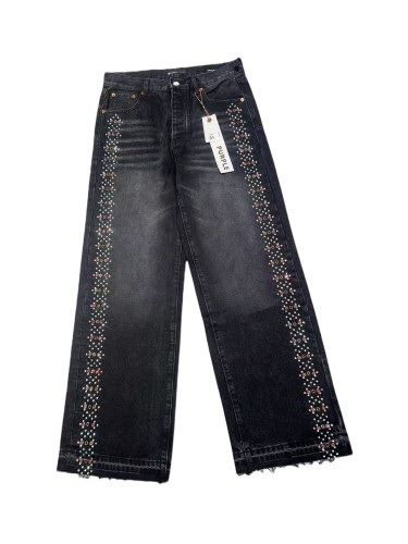 1:1 quality version Both sides Gemstone-Studded Straight-Leg Jeans 2 colors 28758457