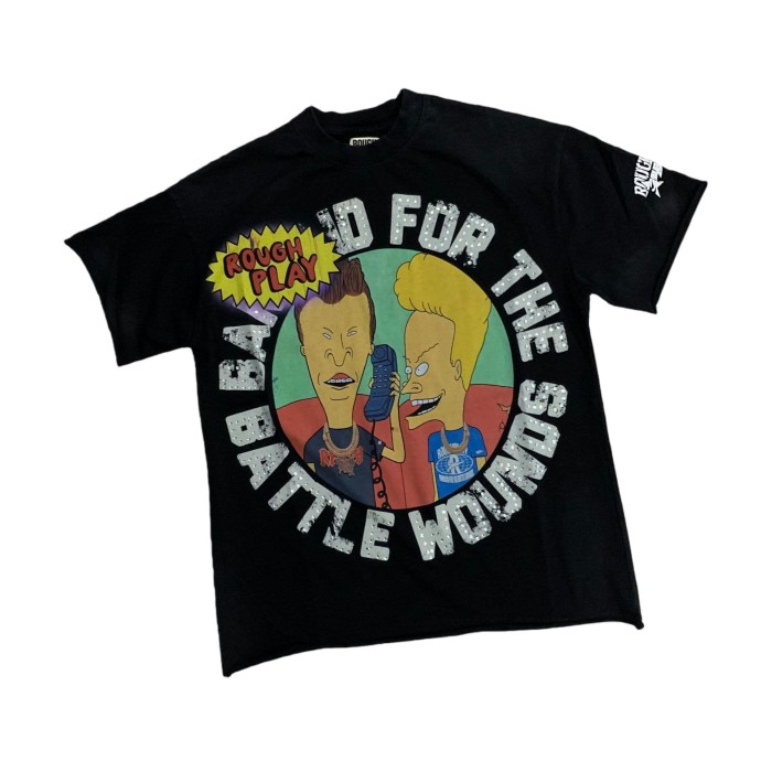 Cartoon Figures Rhinestone Print Washed Version Tee 28758390