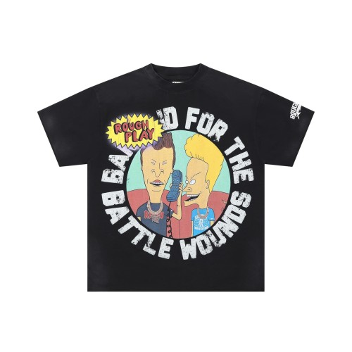 Cartoon Figures Rhinestone Print Washed Version Tee 28758390