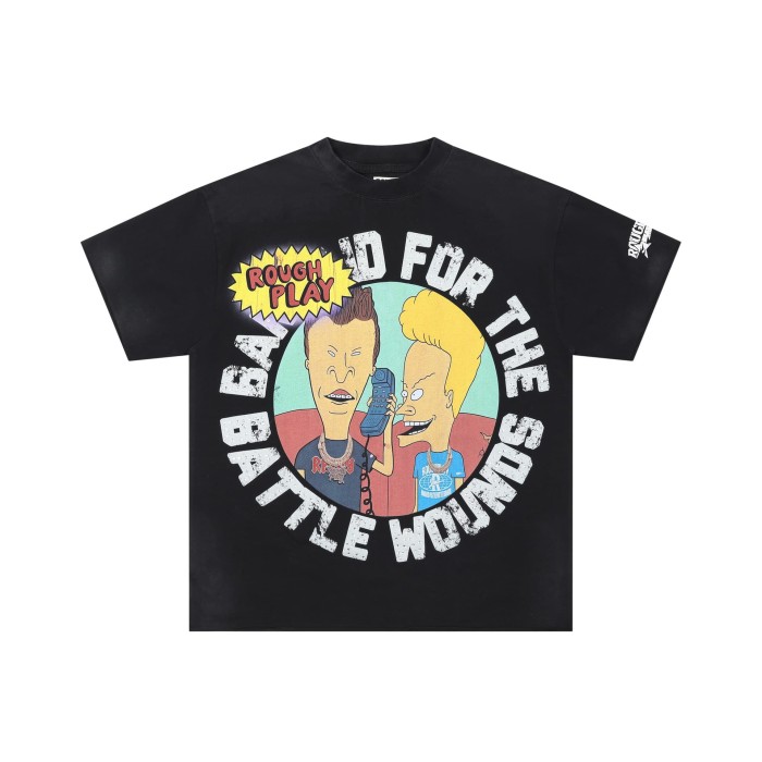 Cartoon Figures Rhinestone Print Washed Version Tee 28758390