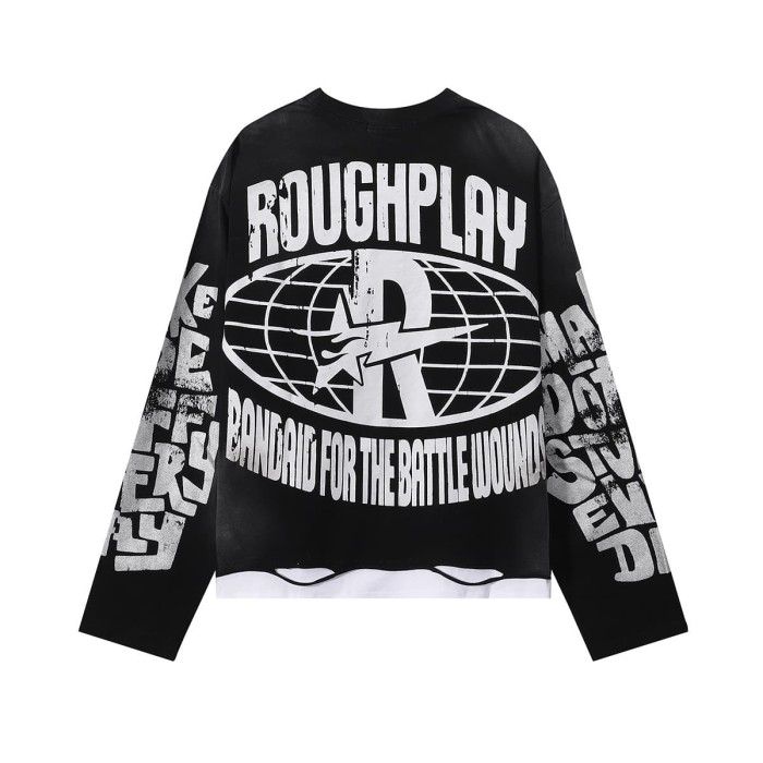 Space Skull Silver Hot Stamping Print Washed Version Long Sleeve T-Shirt 28758381