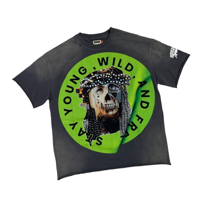 Patchwork Human Faces Rhinestone Print Washed Version Tee 3 colors 28758392