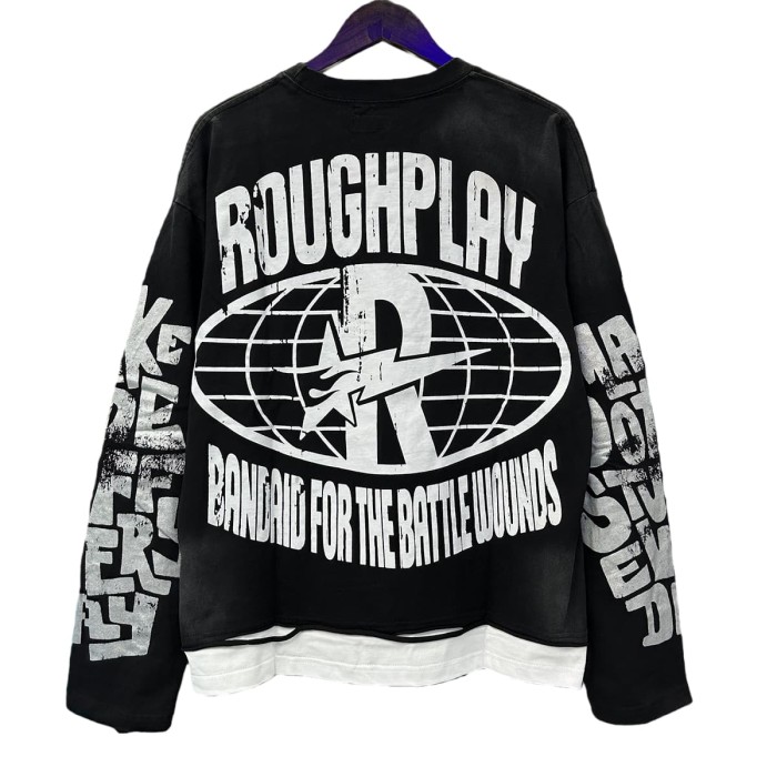 Space Skull Silver Hot Stamping Print Washed Version Long Sleeve T-Shirt 28758381