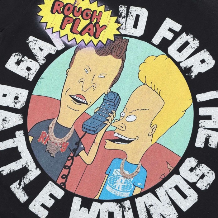 Cartoon Figures Rhinestone Print Washed Version Tee 28758390