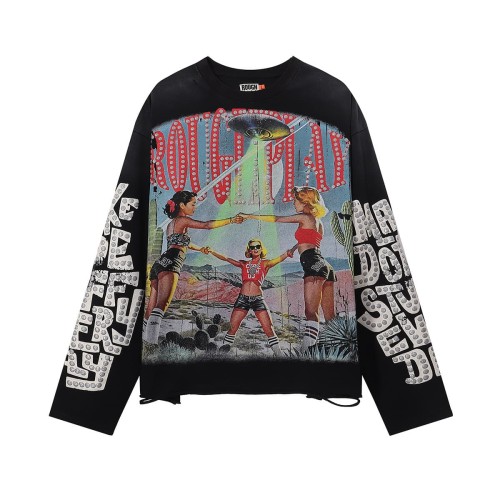 Triangular Summoning Circle Silver Hot Stamping Print Washed Version Long Sleeve T-Shirt 2 colors 28758382